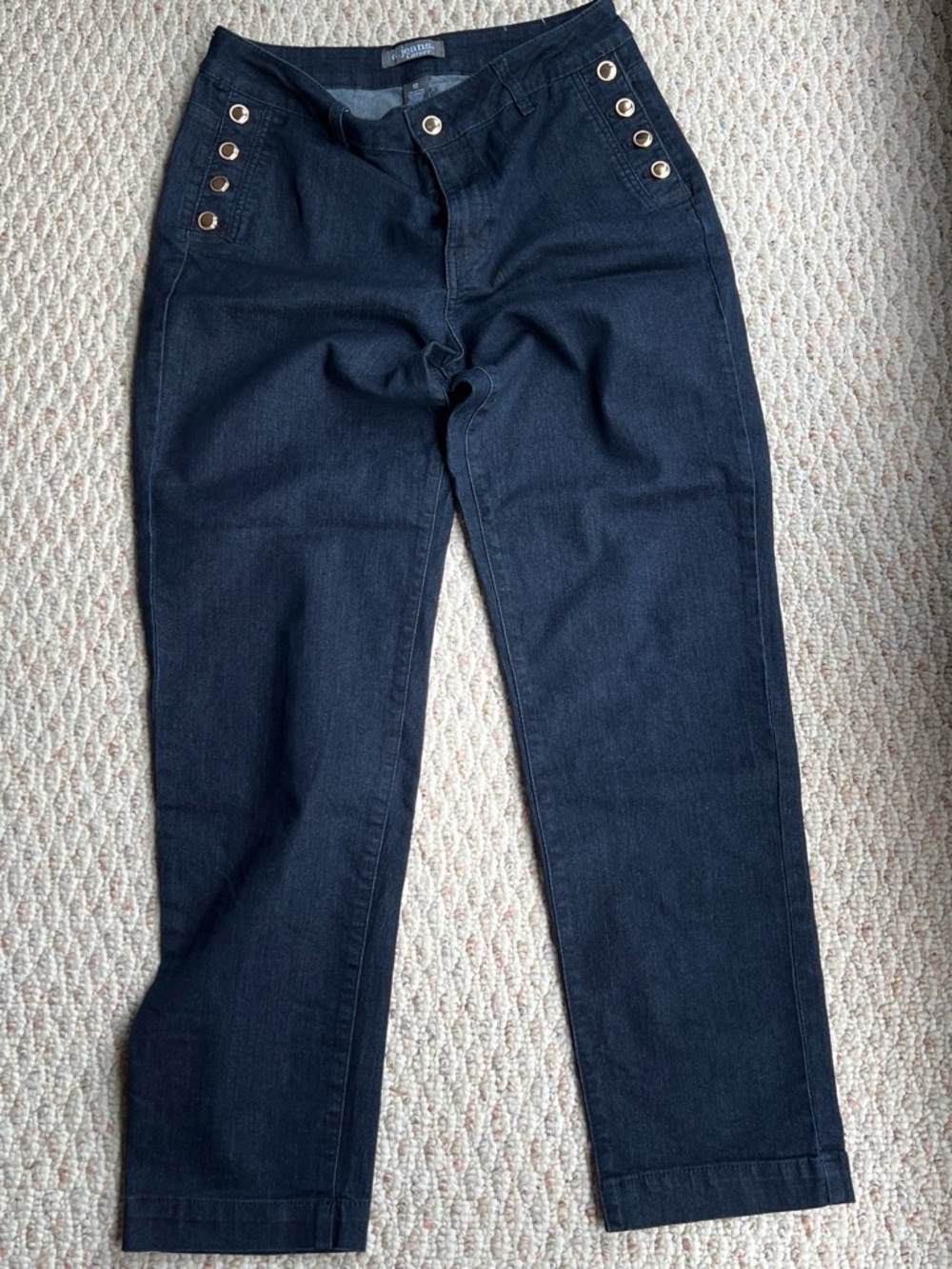 d. jeans Dark Navy Straight-Leg Jeans with Gold Eyelet Detail